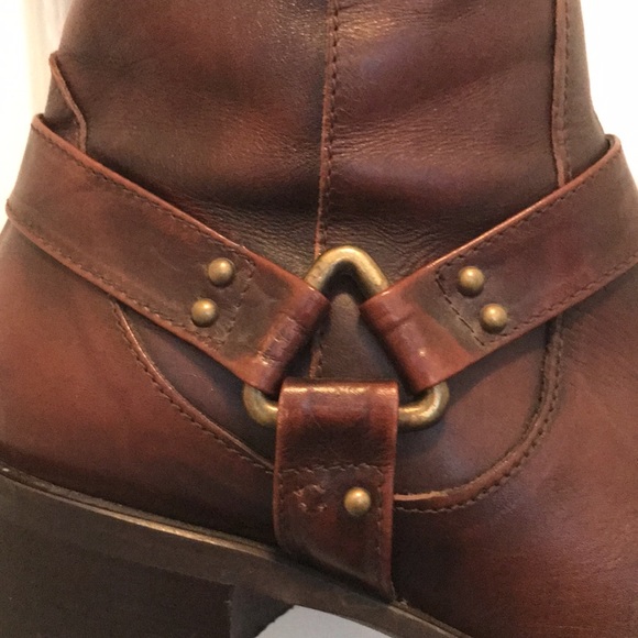 🥾 Brown Leather Cowboy Style Boots WB23 - Picture 4 of 4